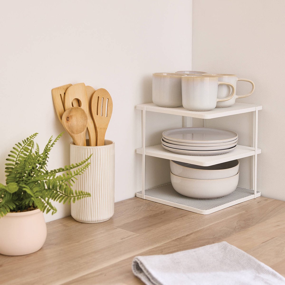 EzyStorage 3 Tier Corner Shelf 250mm White
