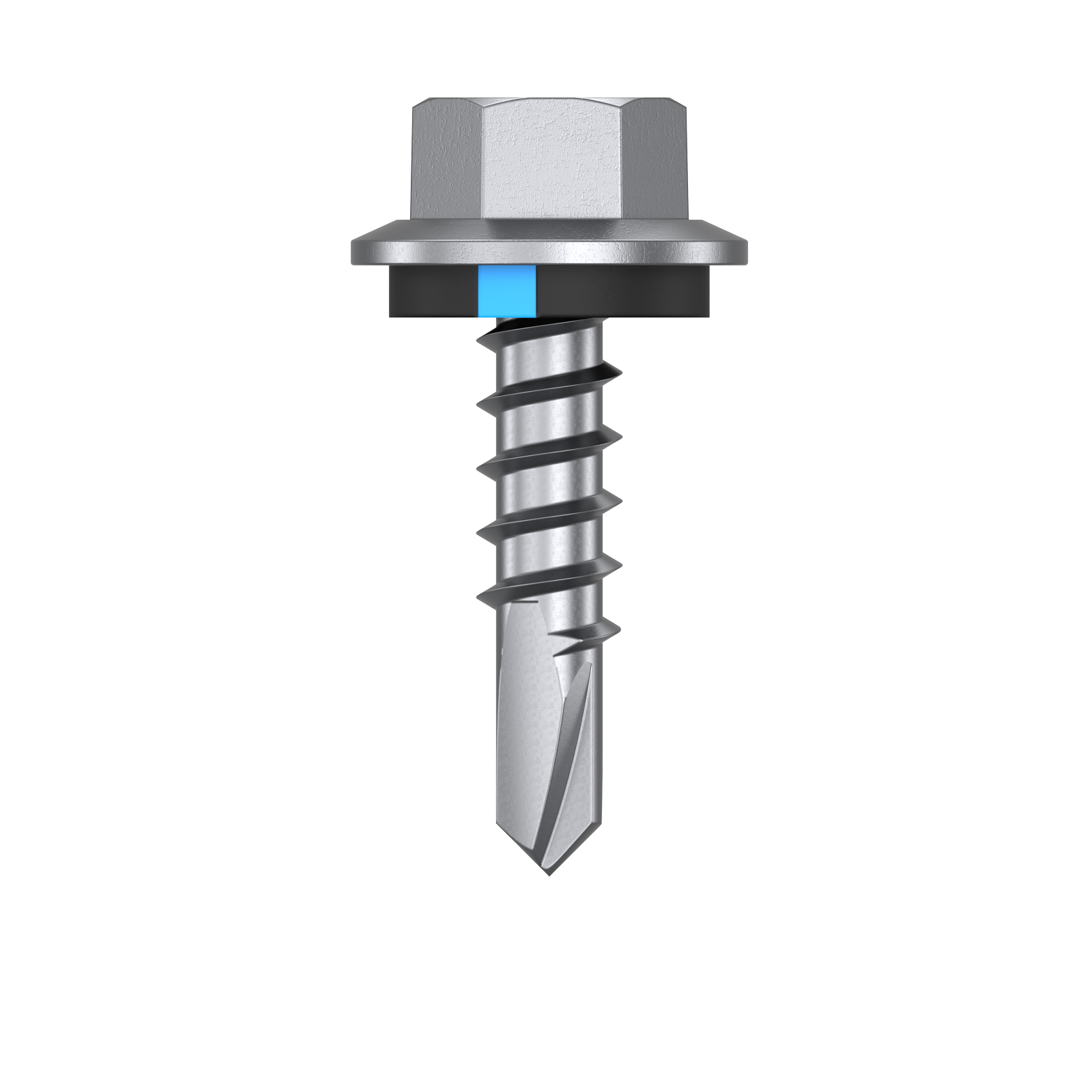 Bremick 12g x 20mm Hex Metal Screw, Carbon Steel B8 Coating, Sealed Head Drill Point Fine Thread - 100 Box