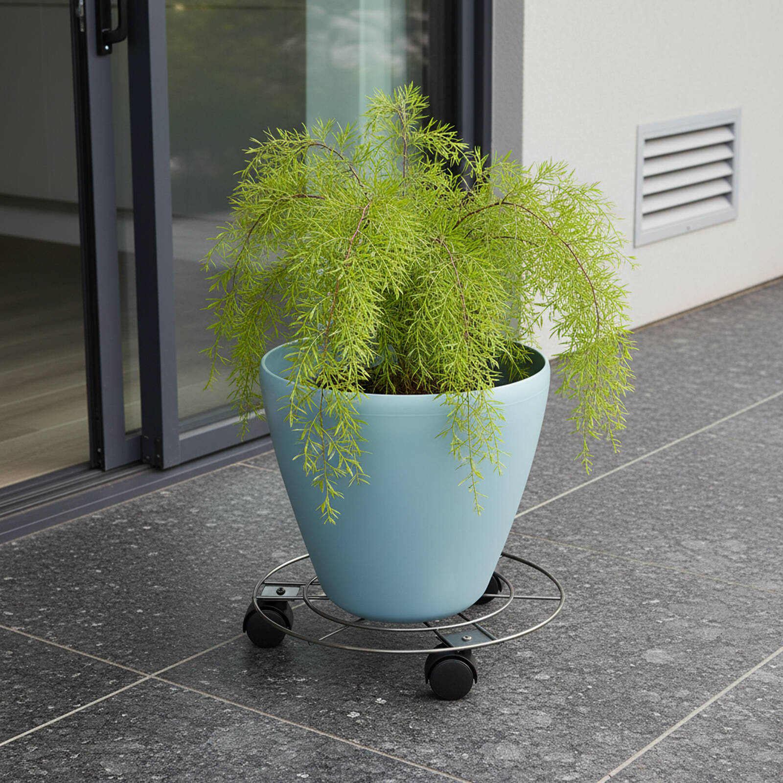 Eden 30cm Round Pot Plant Trolley Black 30kg