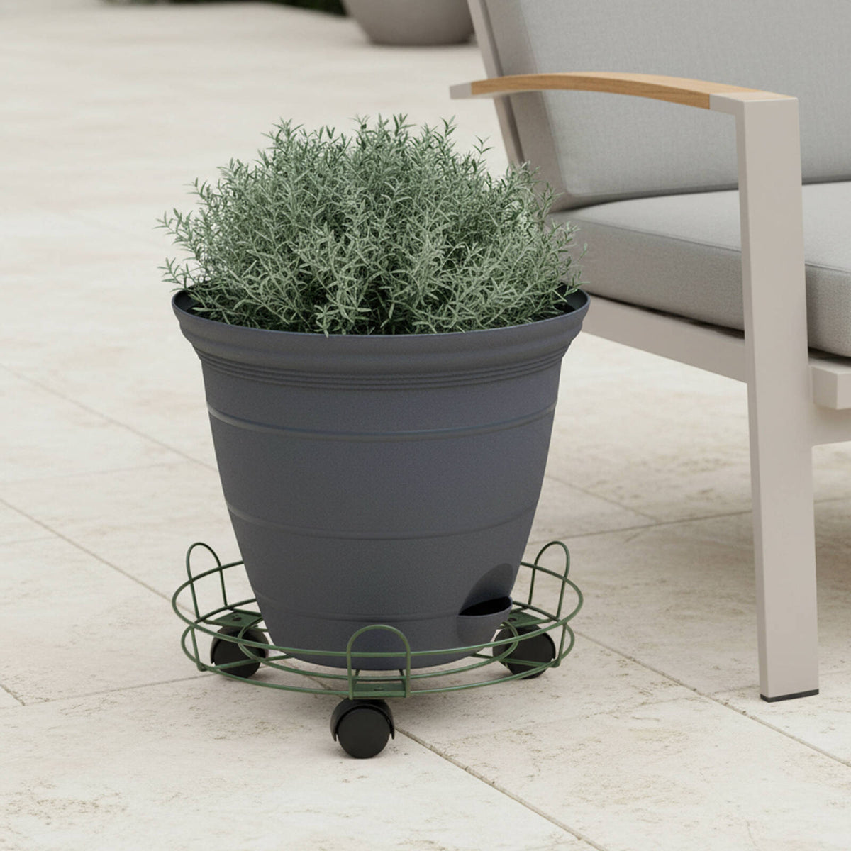 Eden 33cm Round Pot Plant Trolley with Rails, 35kg Capacity, Indoor & Outdoor