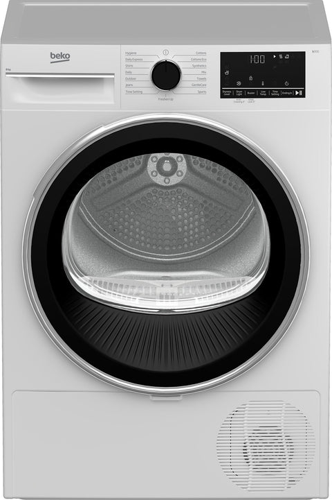Beko 8kg condenser dryer - 2 star energy rating, sensor drying, 15 programs, hygienic cycle - BDCB8020W