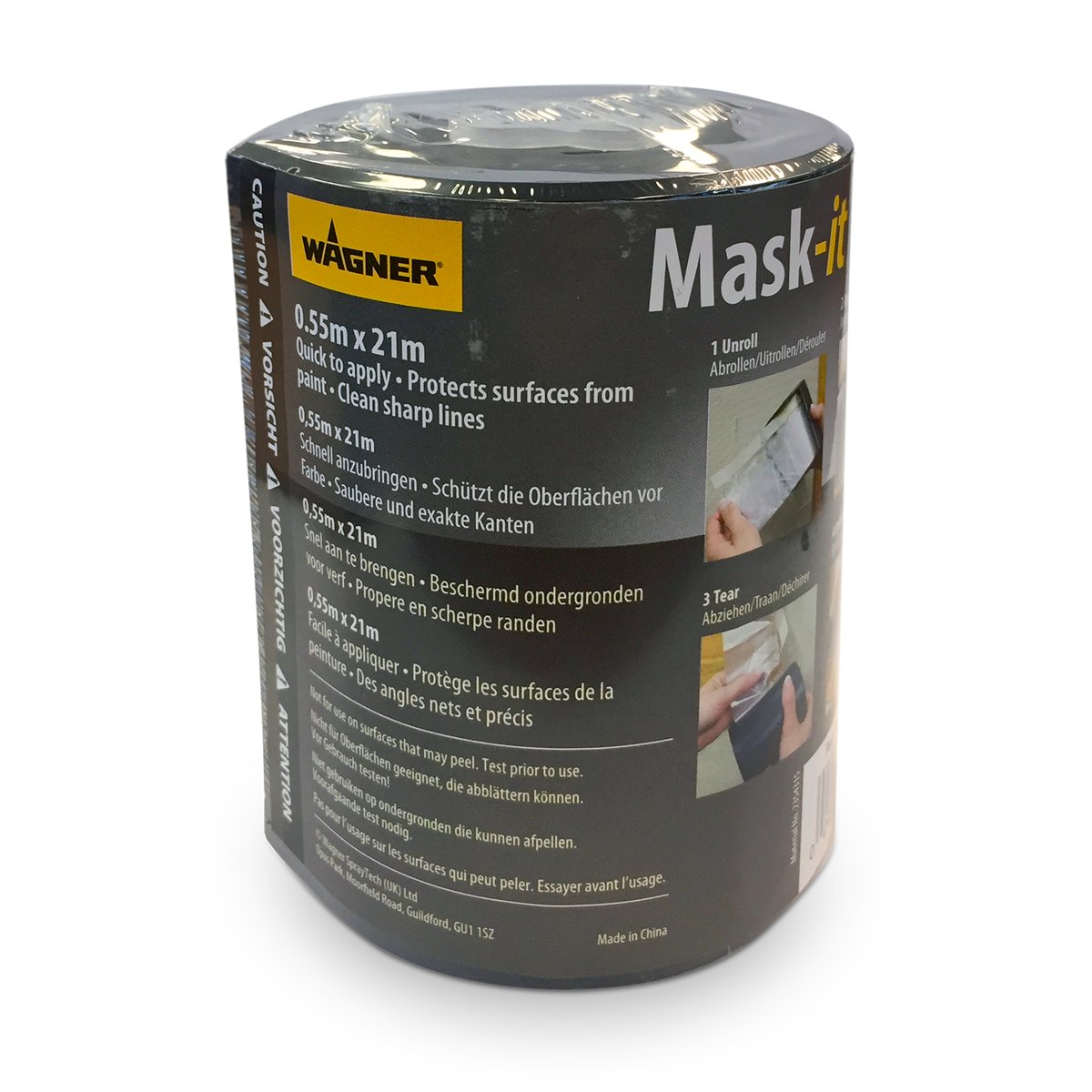 Wagner Mask-It Pre-Taped Plastic Masking Film, 550mm x 21m with Dispenser