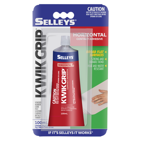 Selleys 100ml Kwik Grip Horizontal Contact Adhesive - Solvent-Based, Instant Bond