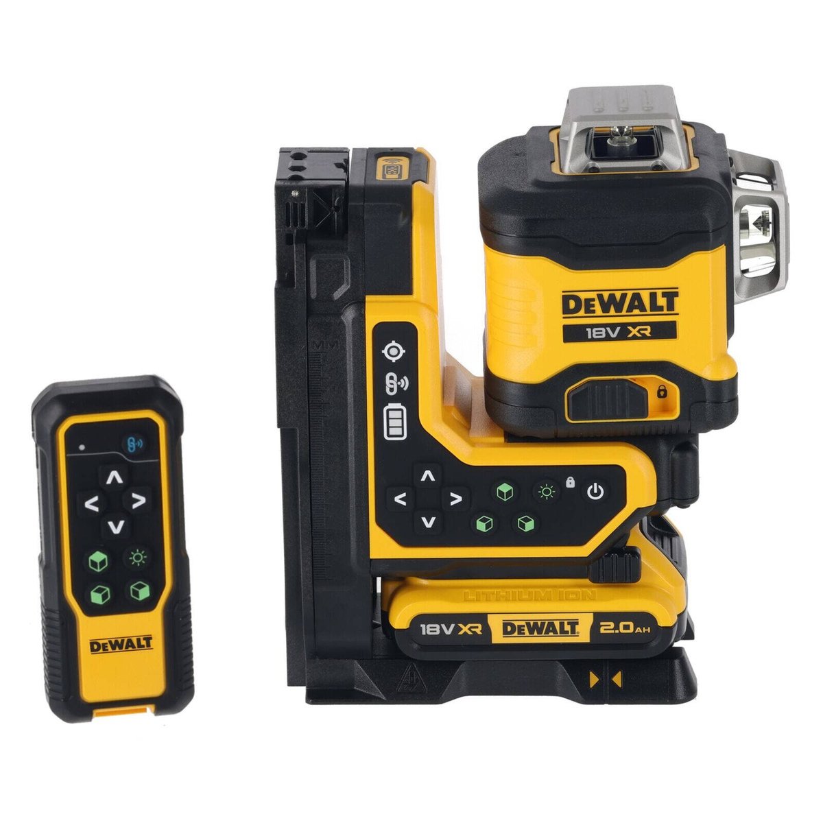 DeWALT 18V XR 3x360 Green Beam Laser Level DCLE34035D1-XE, Remote Control, Case and Battery
