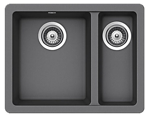 Abey Schock Quadro 1 and 1/2 Bowl Sink - Croma Grey Cristalite Plus - 550mm Topmount - QN-150CR
