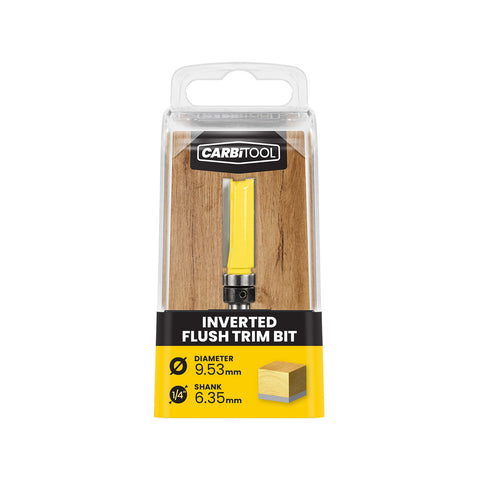 Carbitool 9.53mm TCT Inverted Flush Trim Router Bit, Double Flute