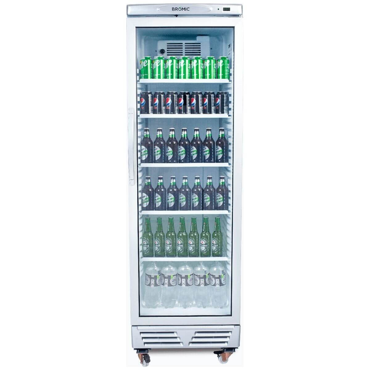 Bromic 372L Upright Display Chiller - Flat Glass Door, Fan-Forced Cooling, Five Shelves - GM0374