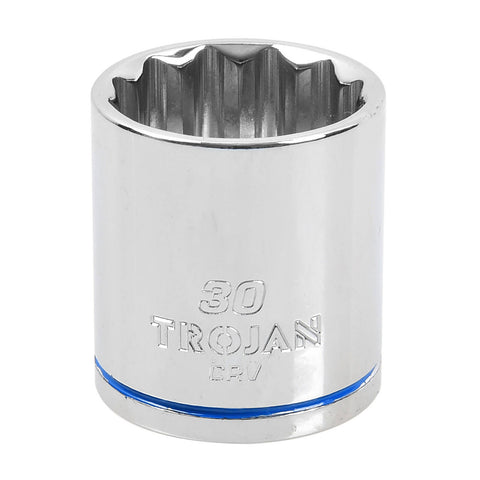 Trojan 30mm Socket 1/2" Drive Chrome Vanadium 12 Point