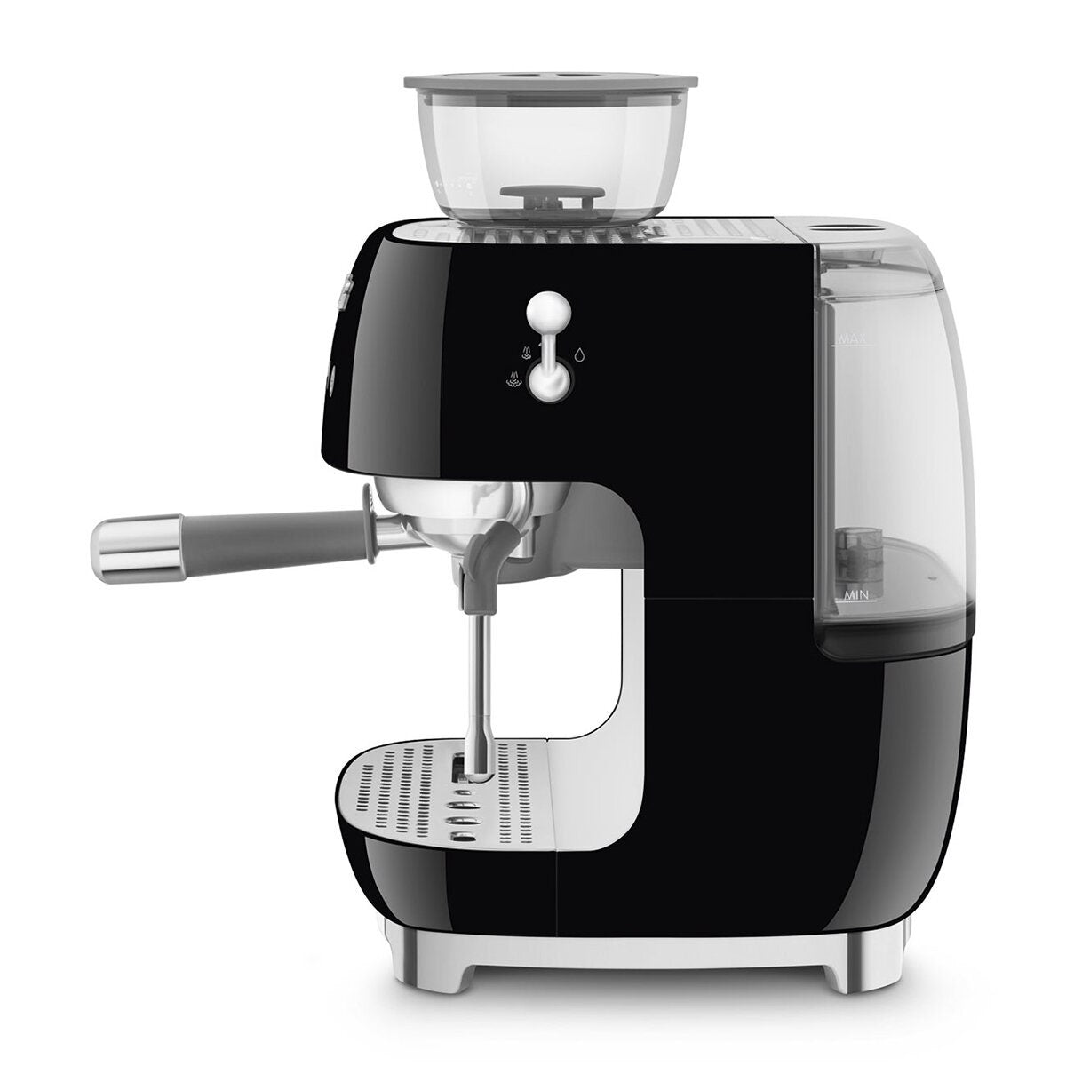 Smeg 50s Style Espresso Machine with Built-in Grinder - 20 Bar, Dual Thermoblock, Black - EGF03BLAU
