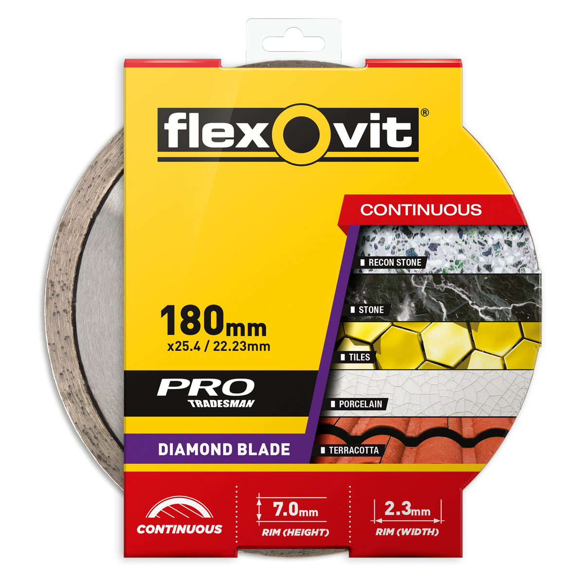 Flexovit Diamond Blade - 180mm - Diamond - Continuous Rim - SuperSaverAU - view 1