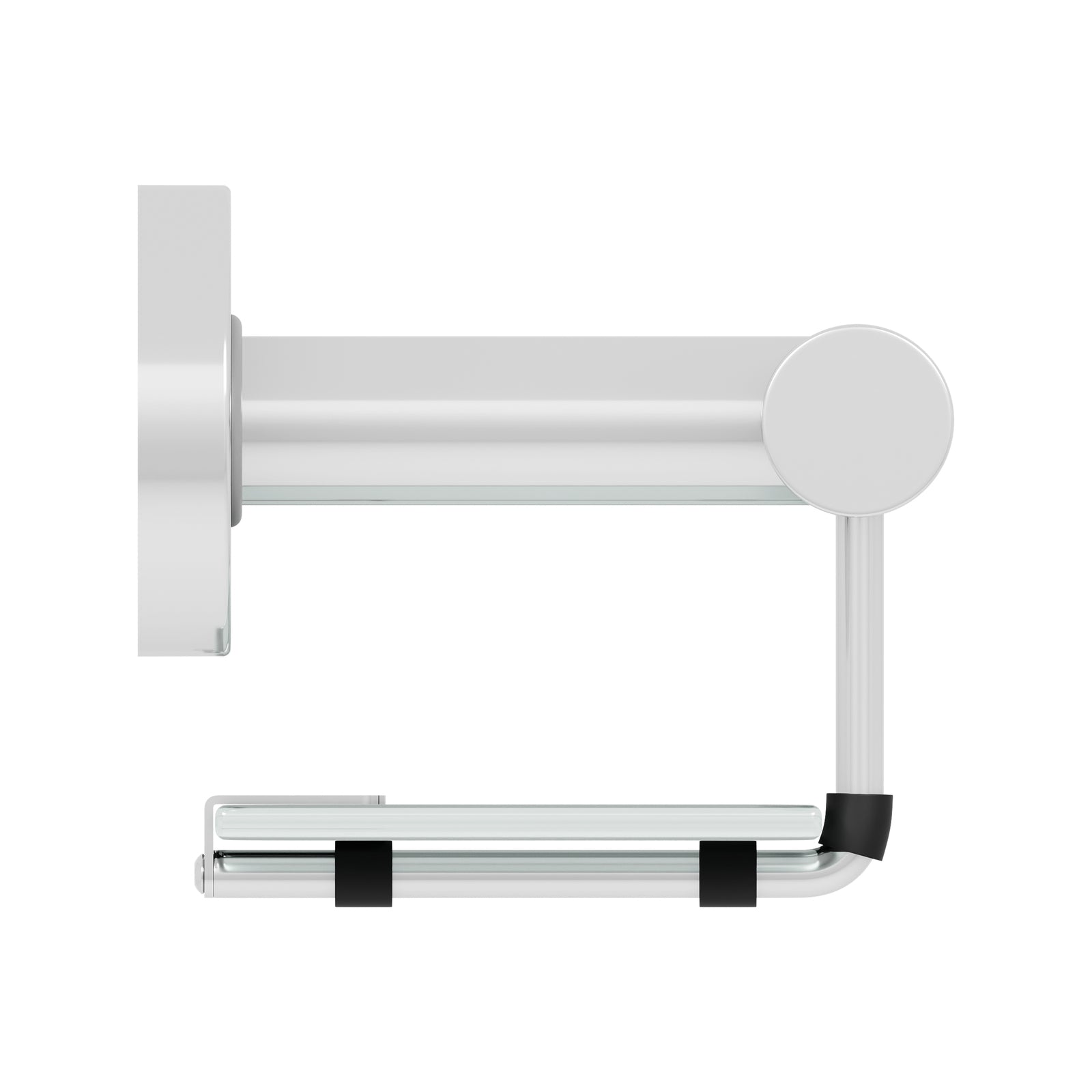 evekare 488mm Bath Shelf with Grab Rail - Stainless Steel & Glass 250kg