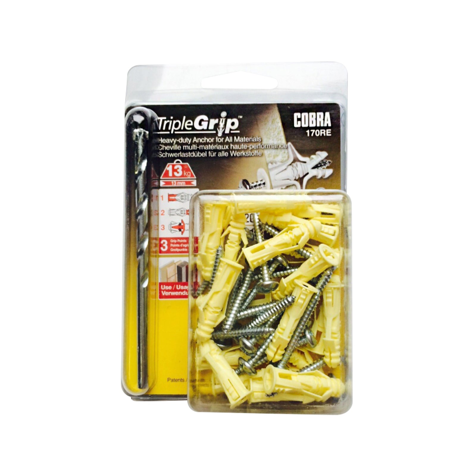 Cobra 3.5mm Triple Grip Anchor Screws and Bit Steel 20 Pack