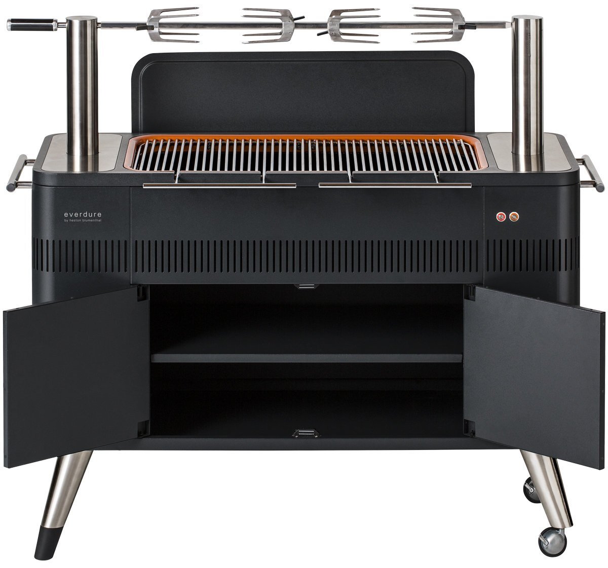 Everdure by Heston Blumenthal Hub Charcoal BBQ - Black, Electric Ignition, Rotisserie - HBCE2B