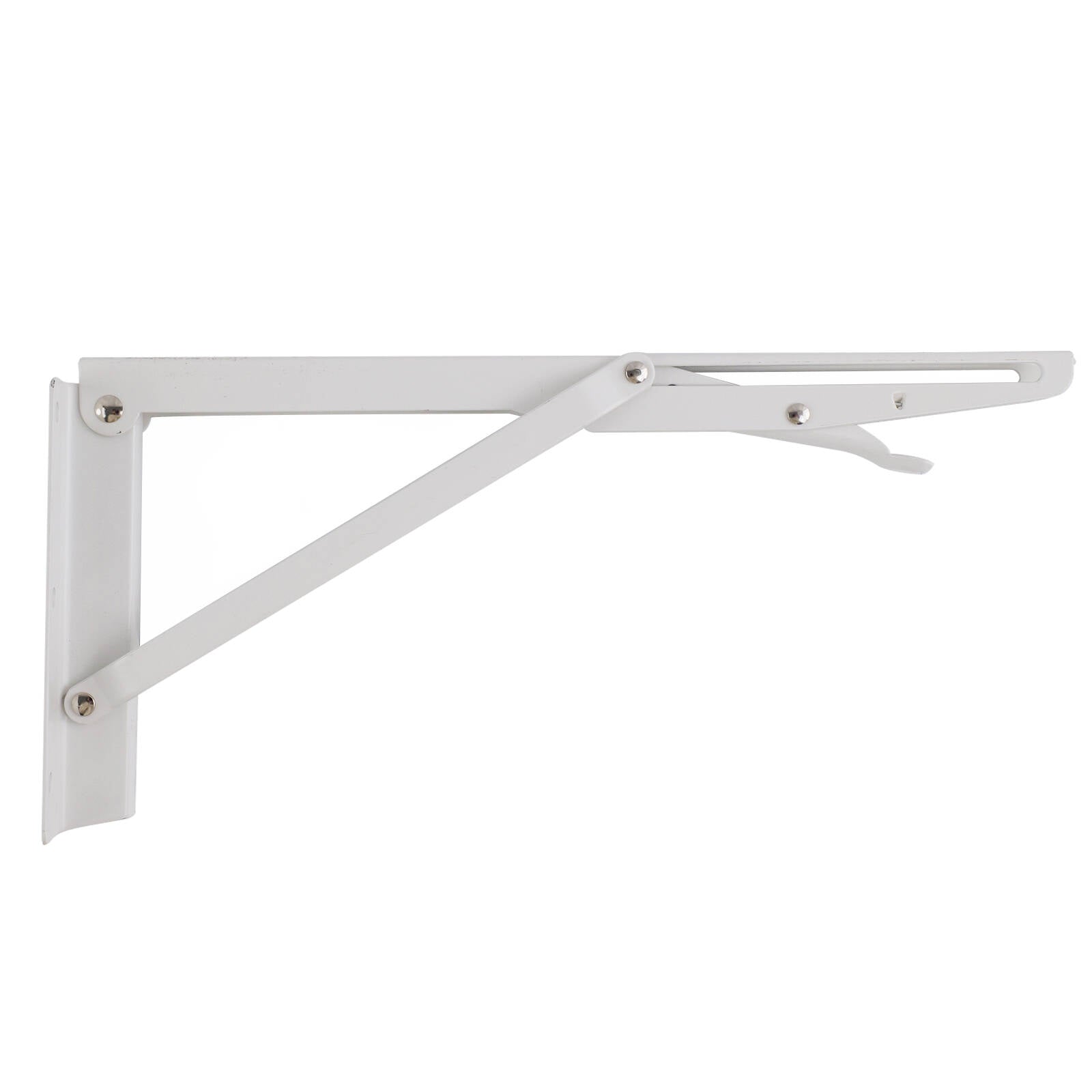 Carinya 315 x 145mm White Powder Coated Folding Spring Loaded Wall Bracket 50kg