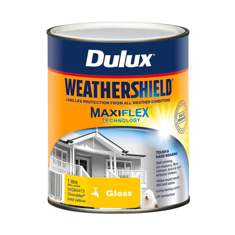 Dulux Weathershield Exterior Paint - 1L - Bold Yellow - Gloss Finish - SuperSaverAU - view 1