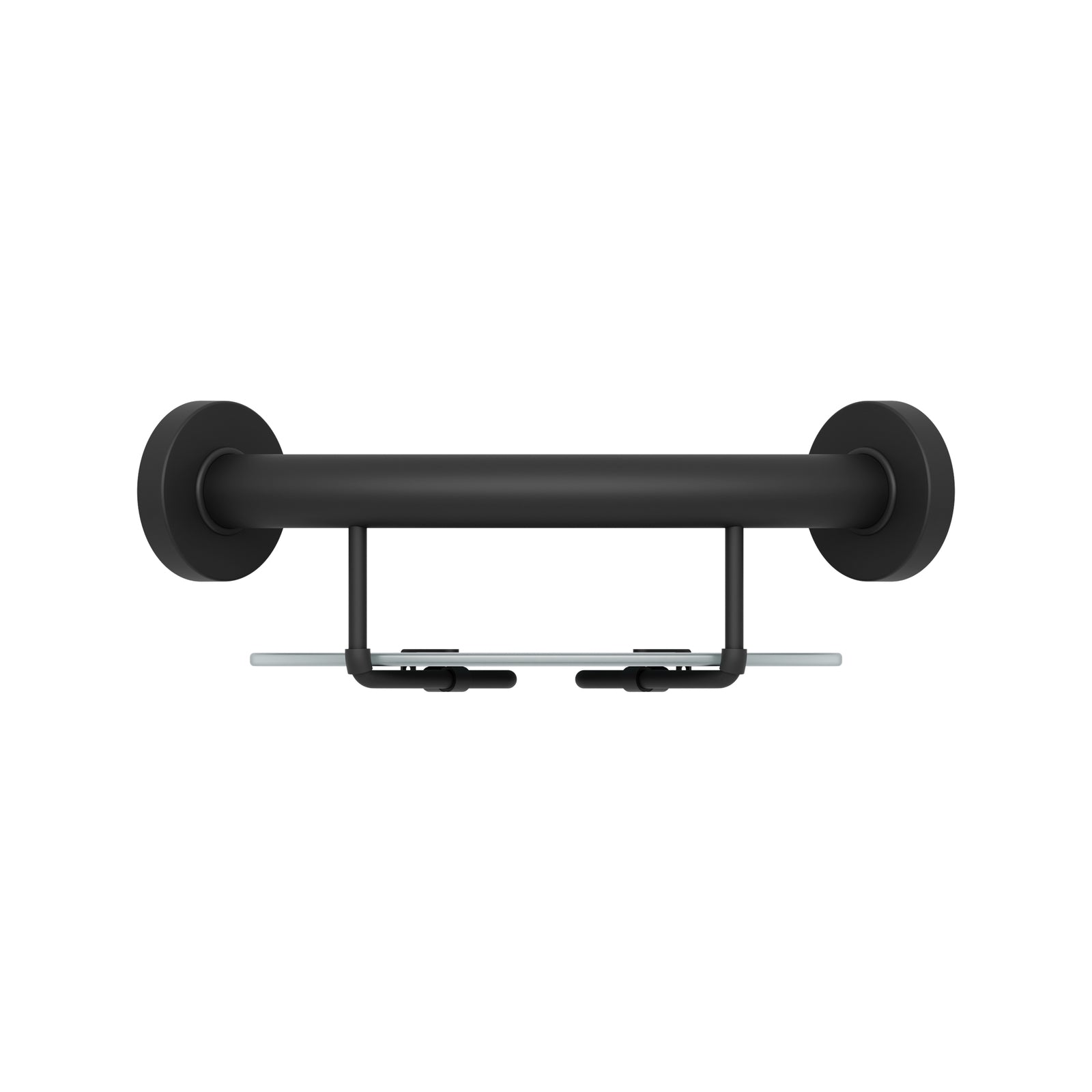 evekare Black Stainless Steel Corner Shelf with Grab Rail 250mm 250kg Capacity