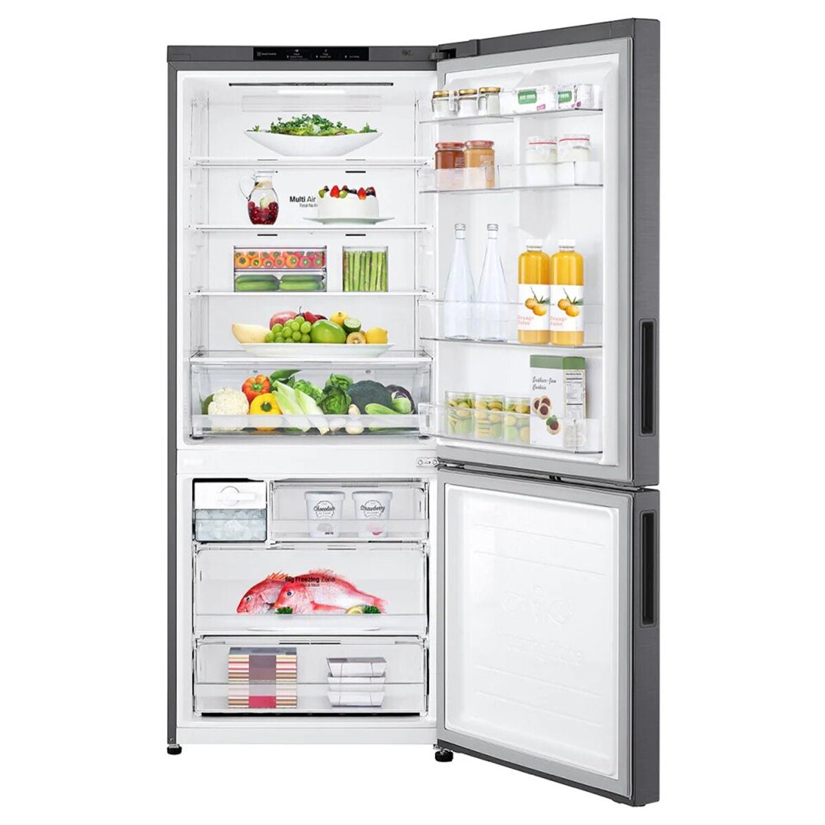 LG 420L Bottom Mount Fridge - Dark Graphite Doors, Door Cooling, Frost Free - GB-455UPLE