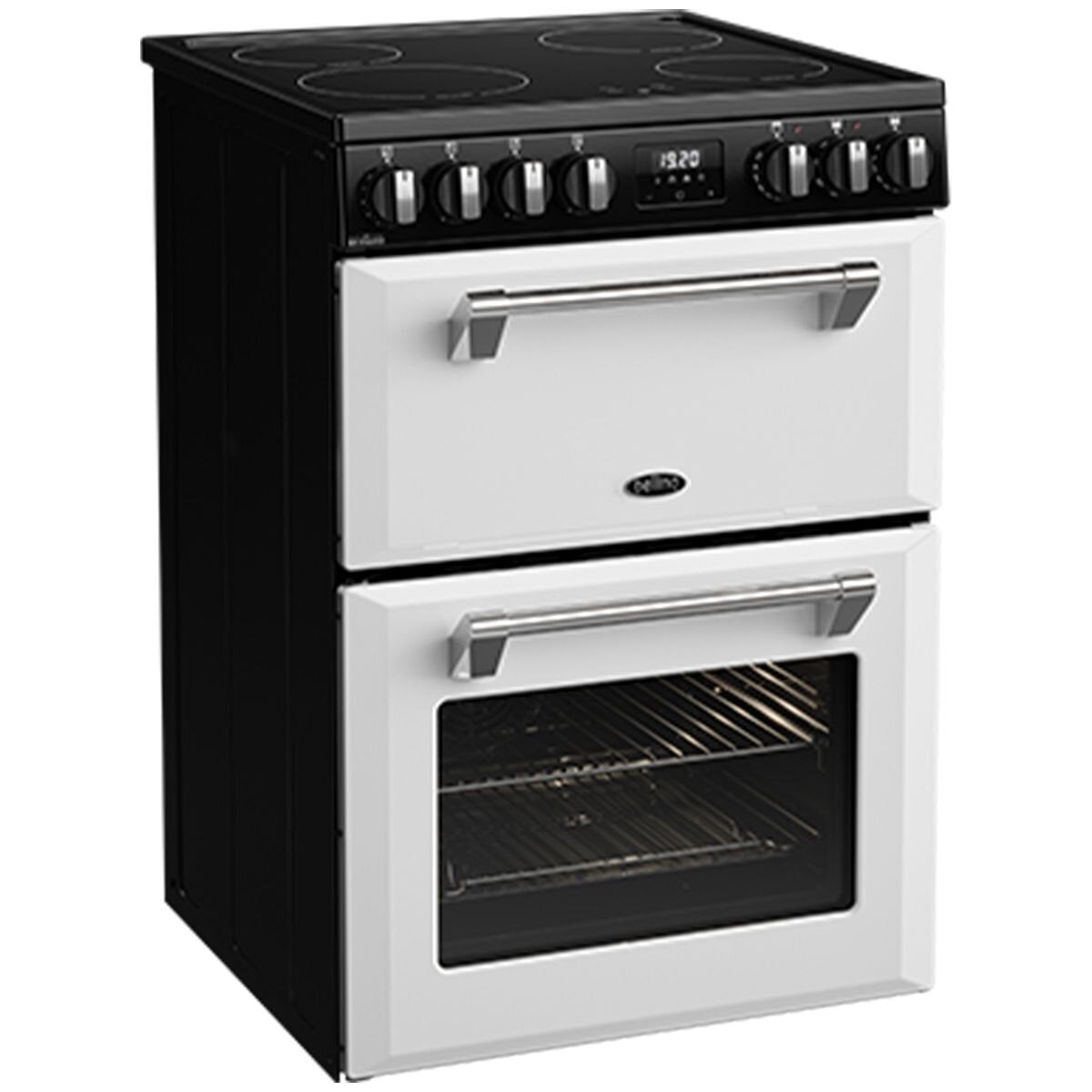 Belling 60cm Mini Richmond Induction Freestanding Oven - Double Oven, Four Zones, White - BMR60DOINDW