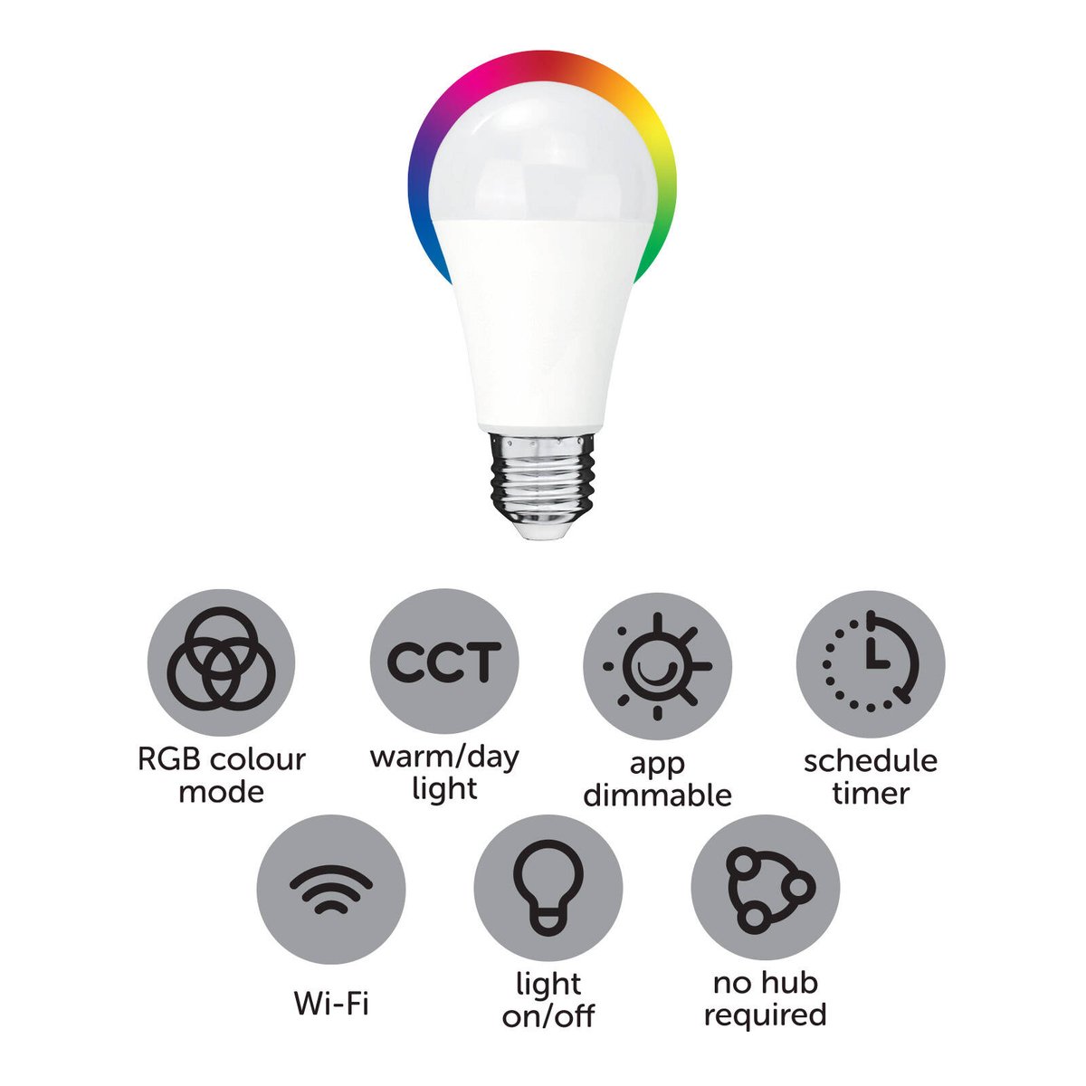 Arlec E27 LED 10W RGB CCT Colour Smart Globe 830lm 4 Pack