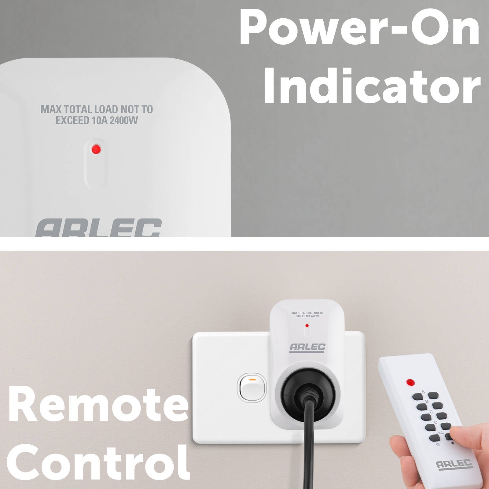 Arlec Remote Controlled Power Outlet Wireless Polycarbonate RC210