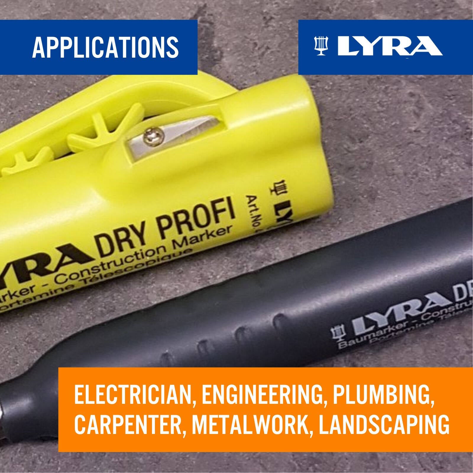 Lyra Carpenters Pencil with 12 Piece 2B Lead Refill Pack