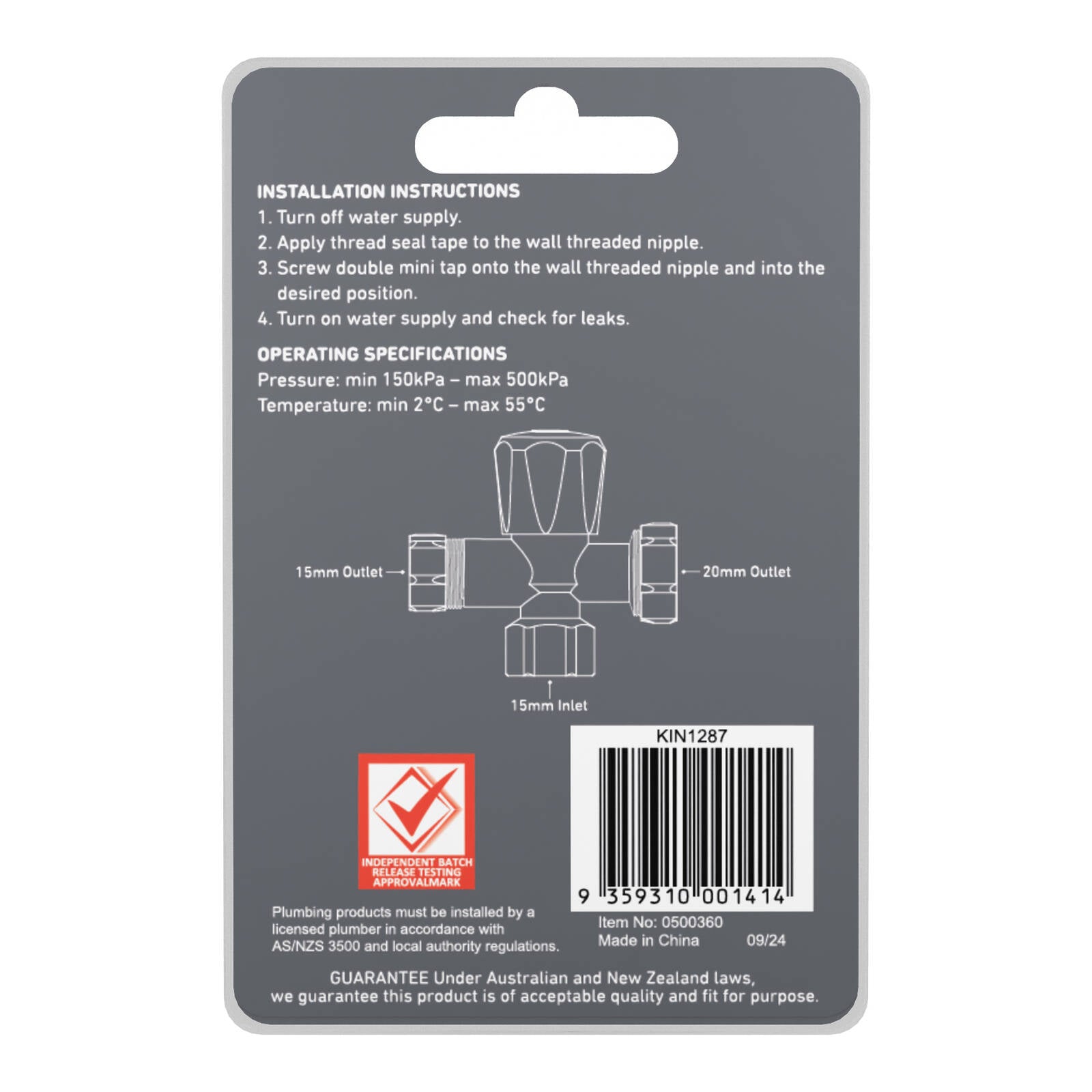 Kinetic 15mm x 20mm Chrome Lead Free Brass Double Mini Tap Hot and Cold