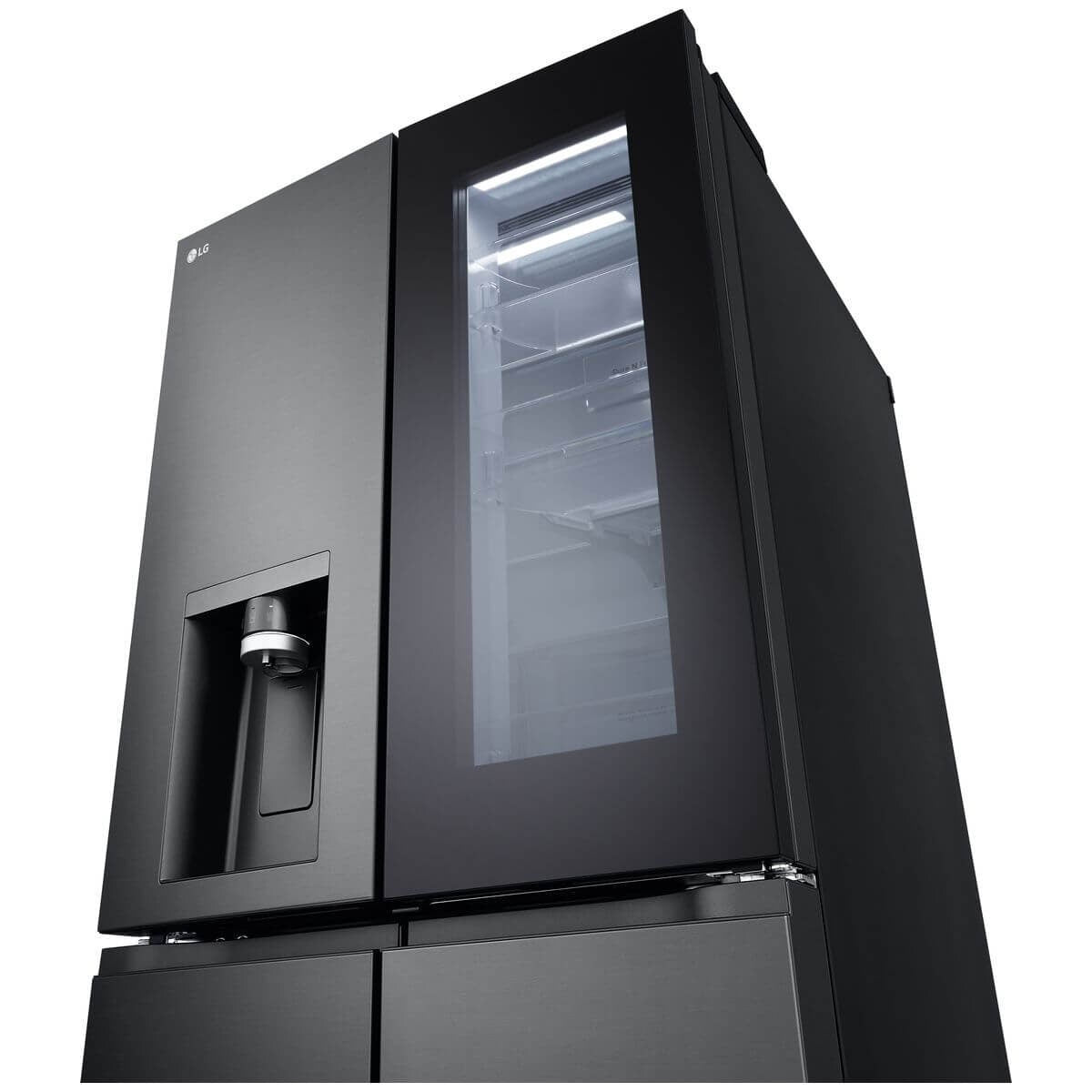 LG 508L InstaView Door-in-Door French Door Fridge - Ice and Water, Matte Black - GF-V500MBLC