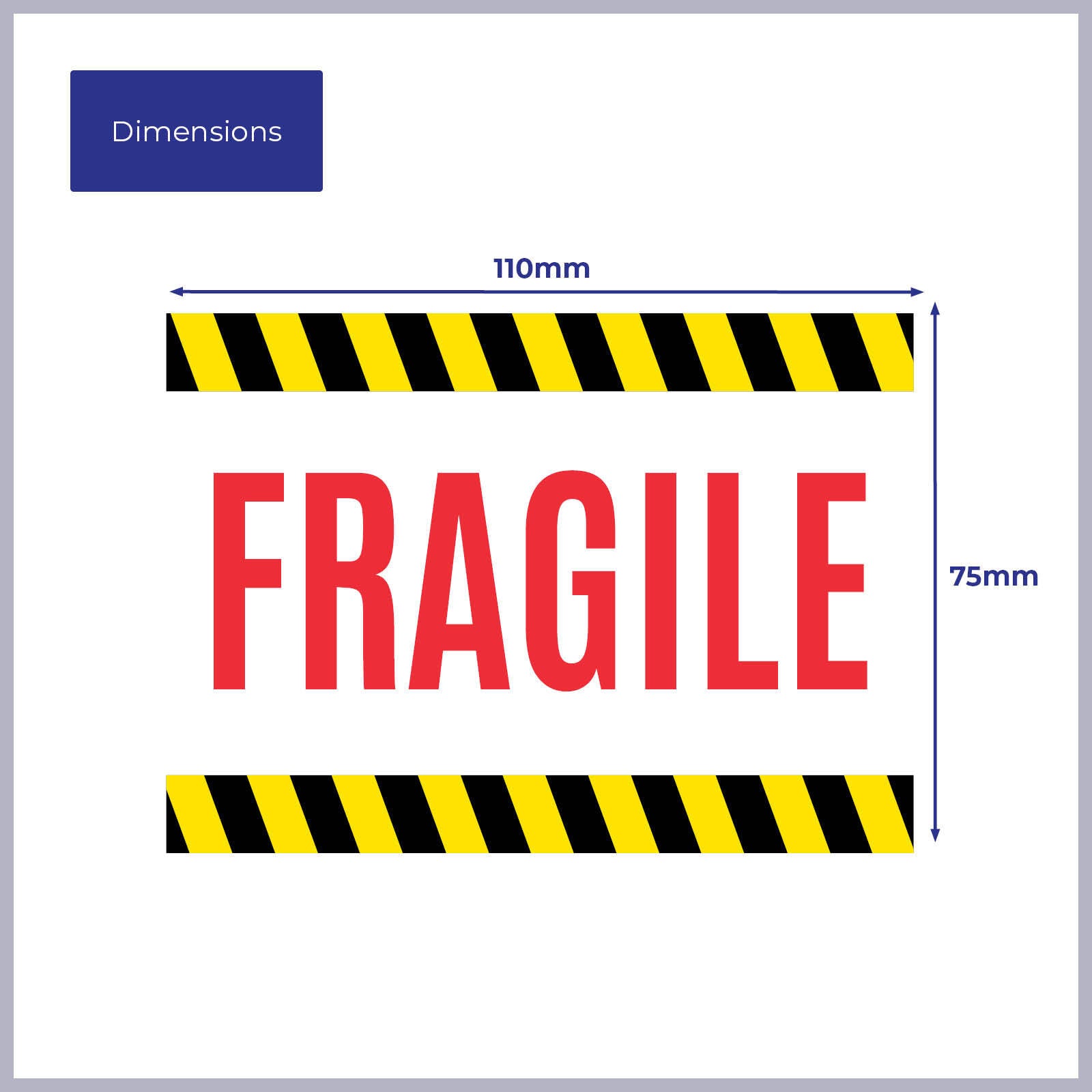 Packz 110 x 75mm Self Adhesive Fragile Labels - 60 Pack