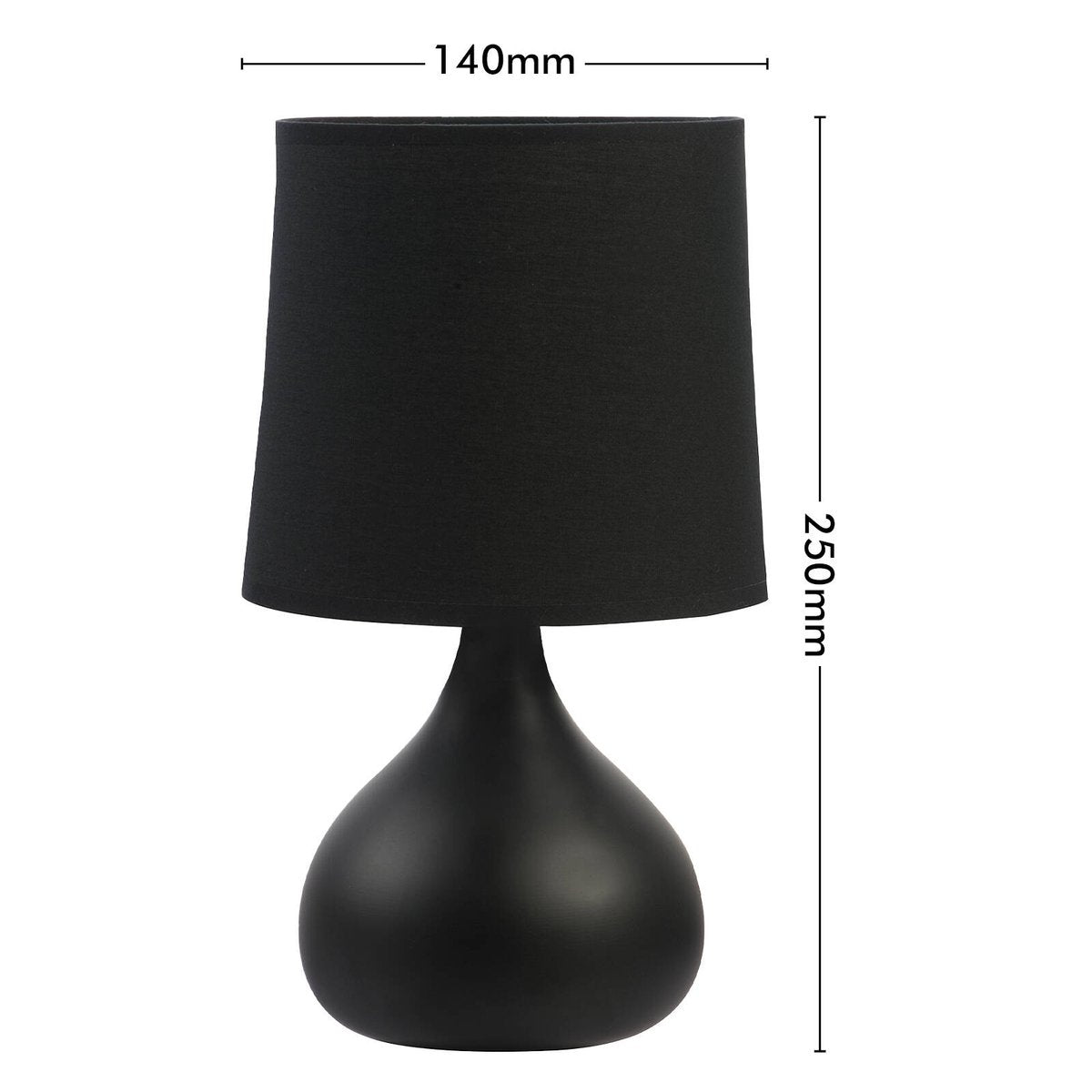 Verve Design Black Dala Table Lamp - Ceramic - 140mm x 250mm - In-line Switch - SuperSaverAU - view 5