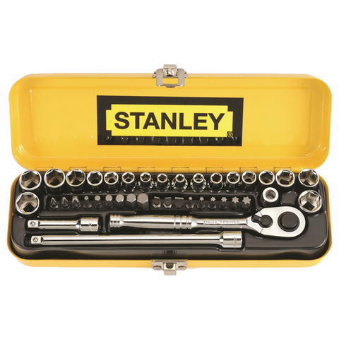 Stanley 1/4" Drive Socket Set Chrome Steel with Case - 40 Piece