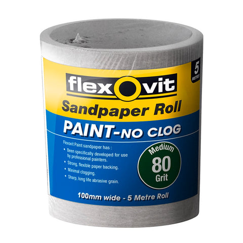 Flexovit 80 Grit Sandpaper Roll 115mm x 5m Paper Aluminium Oxide