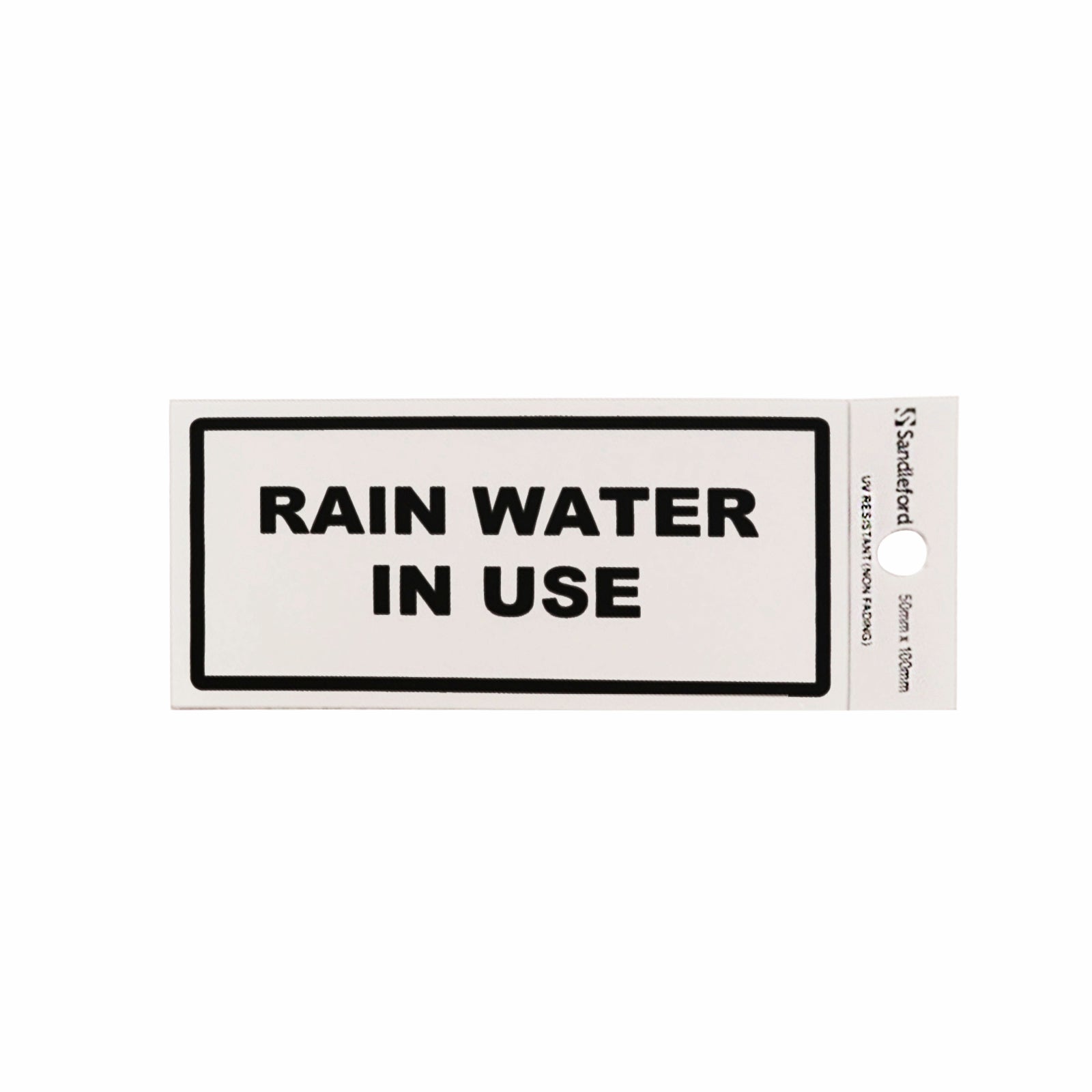Sandleford 100 x 50mm Rain Water In Use Silver Self Adhesive Sign
