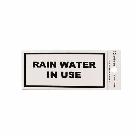 Sandleford 100 x 50mm Rain Water In Use Silver Self Adhesive Sign