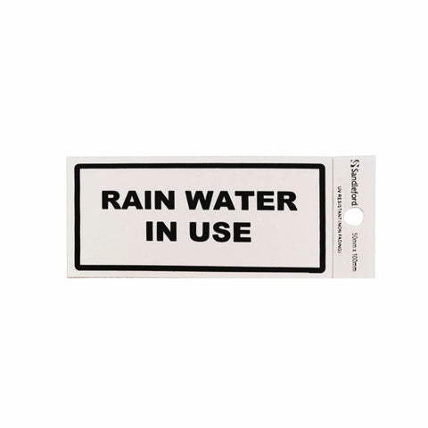 Sandleford Rain Water in Use Self Adhesive Sign - Silver - 100 x 50 mm - SuperSaverAU - view 1