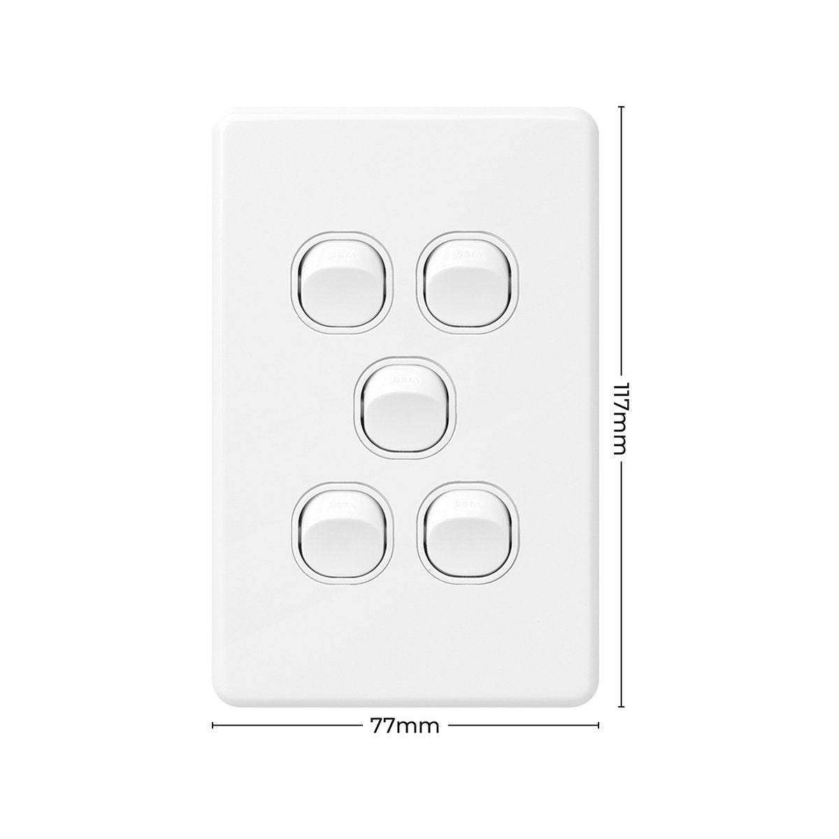 DETA X6 Five Vertical Switch 5 Gang White Polycarbonate 10A 240V