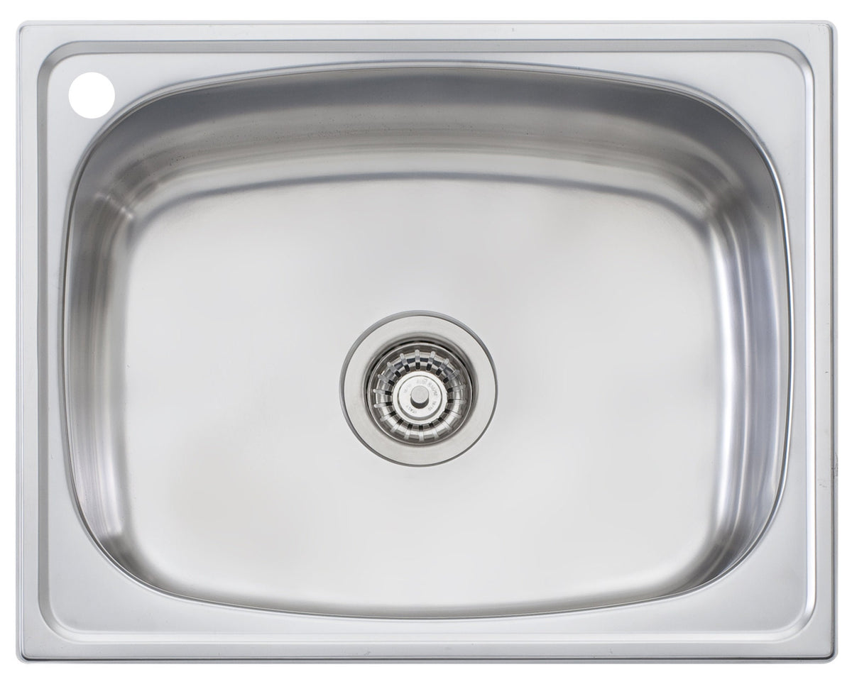 Oliveri 45L single bowl laundry tub - Polished stainless steel with left-hand tap hole - TI45LTH