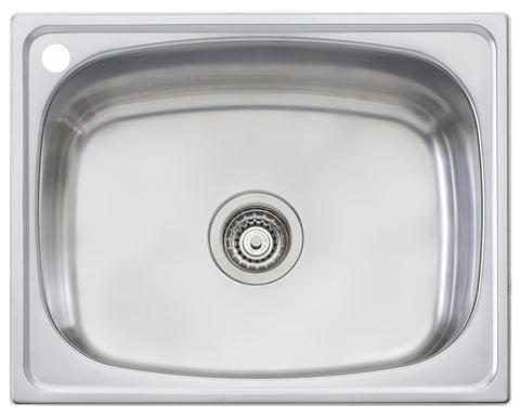 Oliveri 45L single bowl laundry tub - Polished stainless steel with left-hand tap hole - TI45LTH