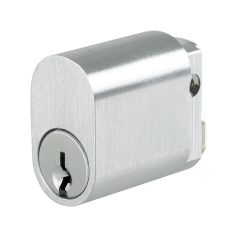 Rolltrak Commercial Security Oval Cylinder Lock - Satin Chrome - 6-Pin - 3 Keys - 18mm x 31mm x 36mm - SuperSaverAU - view 1