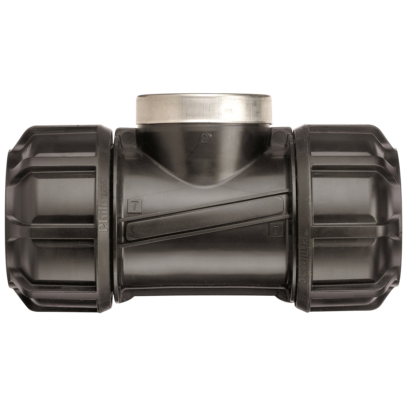 Philmac 25mm x 25mm x 3/4" Metric Poly x Female BSP Pipe Tee PN16 Underground Black