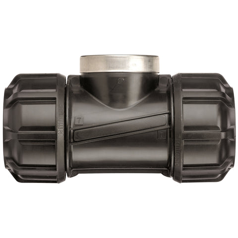 Philmac 25mm x 25mm x 3/4" Metric Poly x Female BSP Pipe Tee PN16 Underground Black