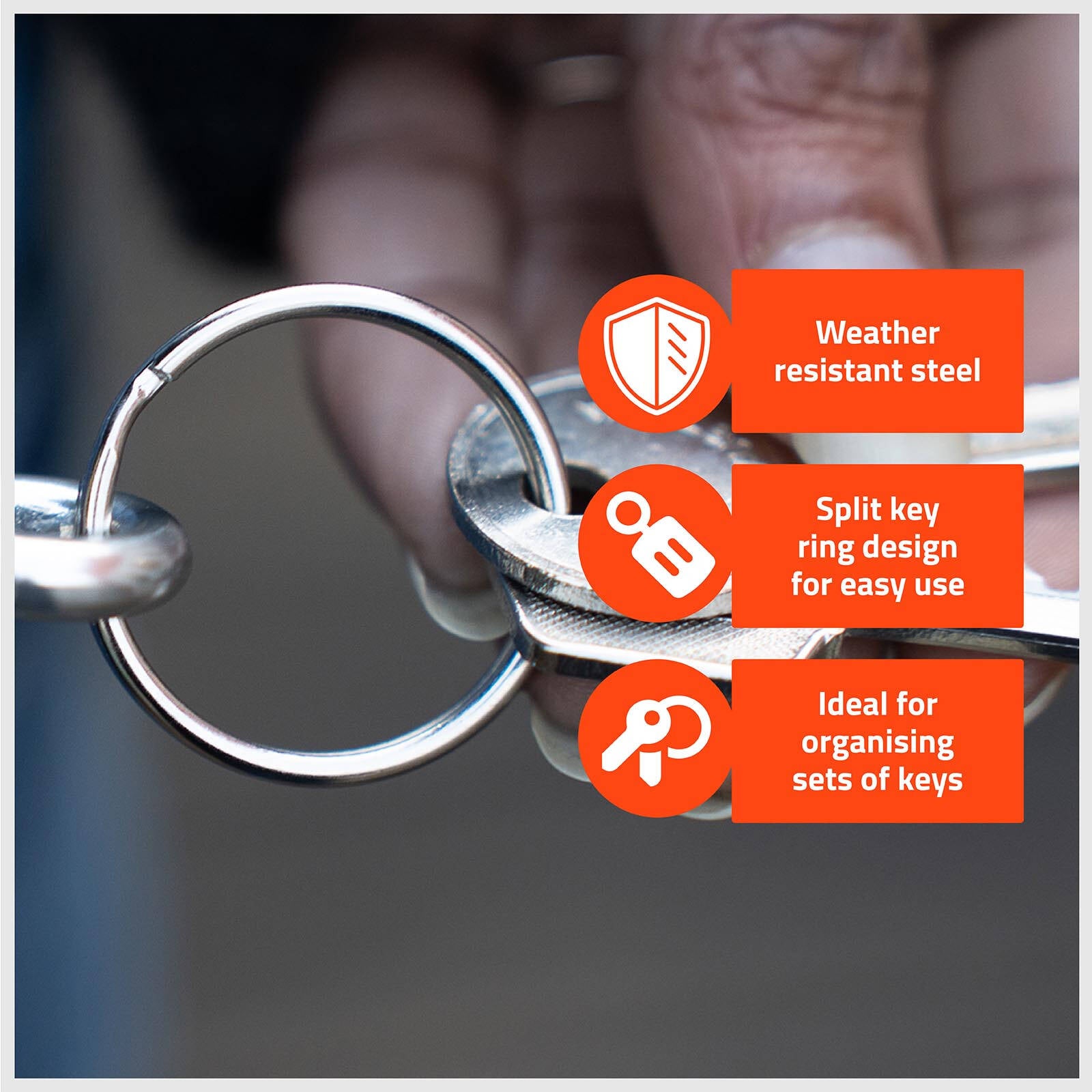 Taskmaster Steel Split Key Rings 25mm - 100 Pack