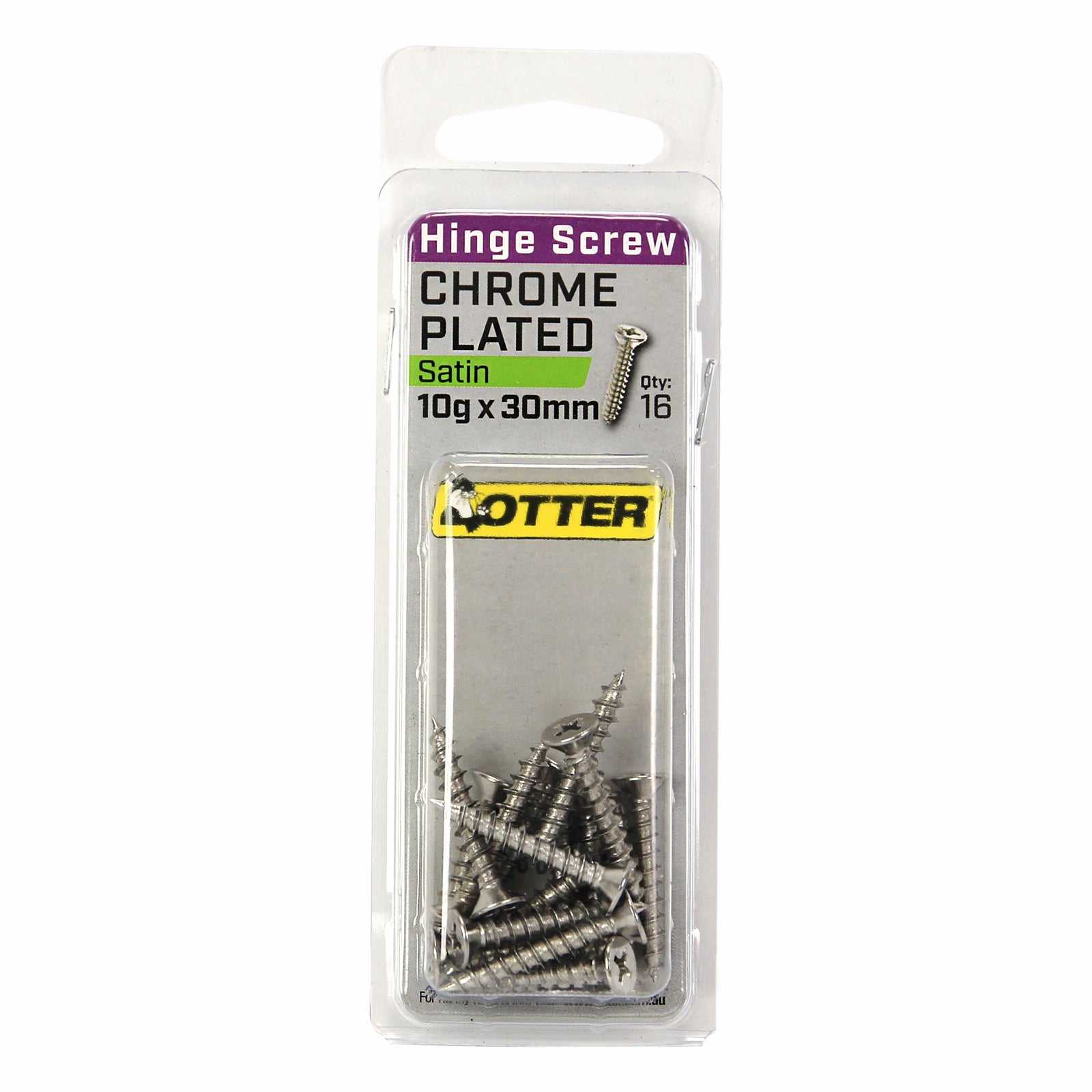 Otter 10 x 30mm Satin Chrome Hinge Screws Countersunk - 16 Pack