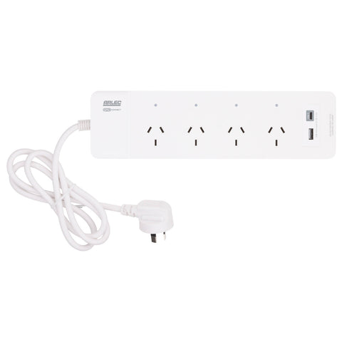 Arlec Grid Connect Smart 4 Outlet Powerboard with USB-A & USB-C Charger White PB4UHA