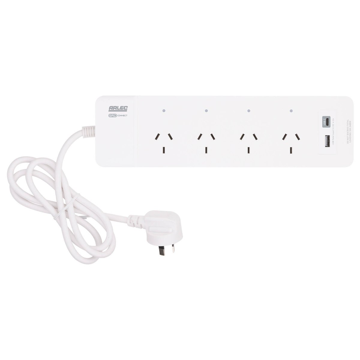 Arlec Grid Connect Smart 4 Outlet Powerboard with USB-A & USB-C Charger White PB4UHA