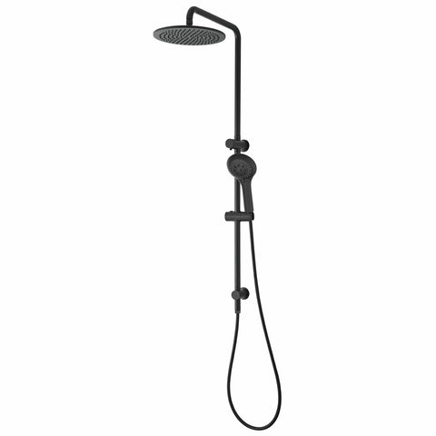 Mondella Resonance Matte Black Exposed Shower on Rail with Hand Set, Round Rain Head, WELS 3 Star 9L/min