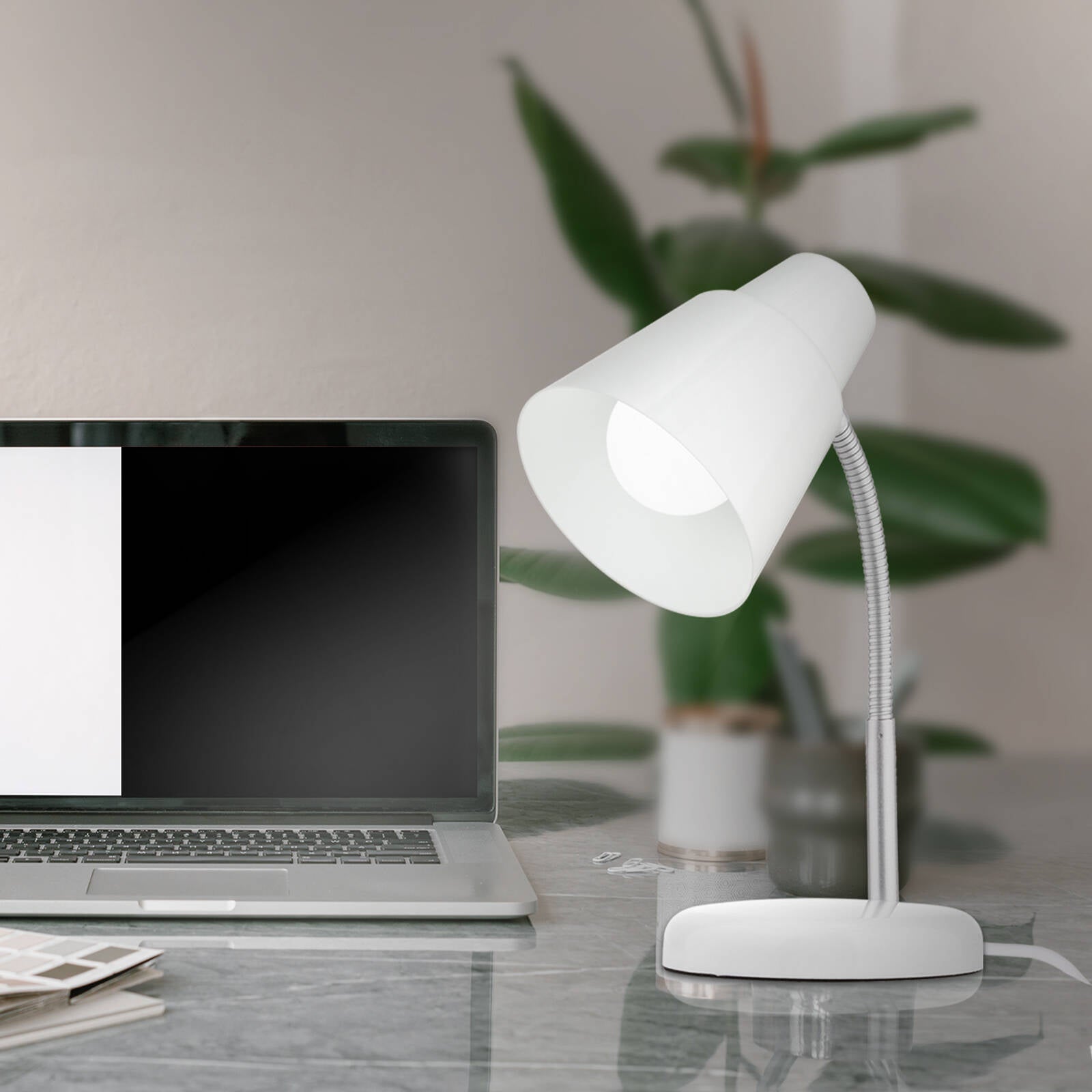 Verve Design Brylee White Adjustable Desk Lamp 25W Plastic & Metal ATL153WH