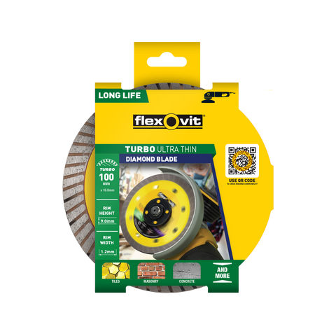 Flexovit 100 x 16 x 1.2mm Ultra-Thin Turbo Diamond Blade