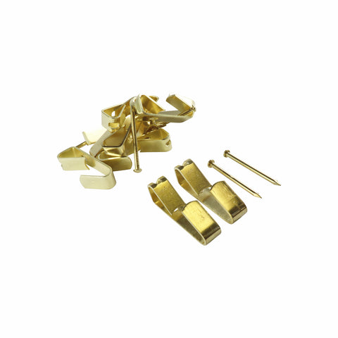 Everhang 30kg Heavy-Duty Brass Plated Steel Picture Hanging Angle Drive Hook - 10 Pack