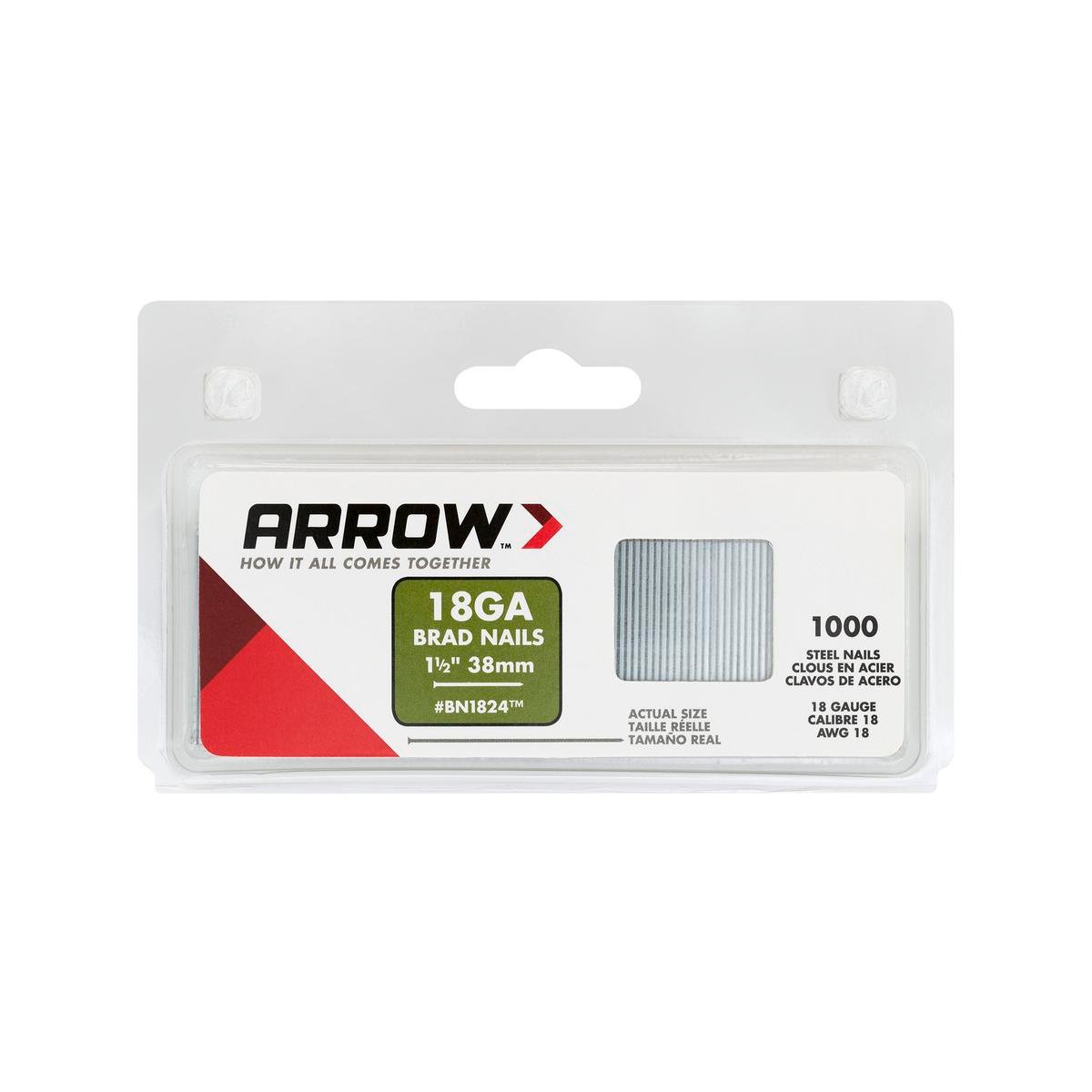 Arrow 50mm 18G Steel Brad Nails - 1000 Pack