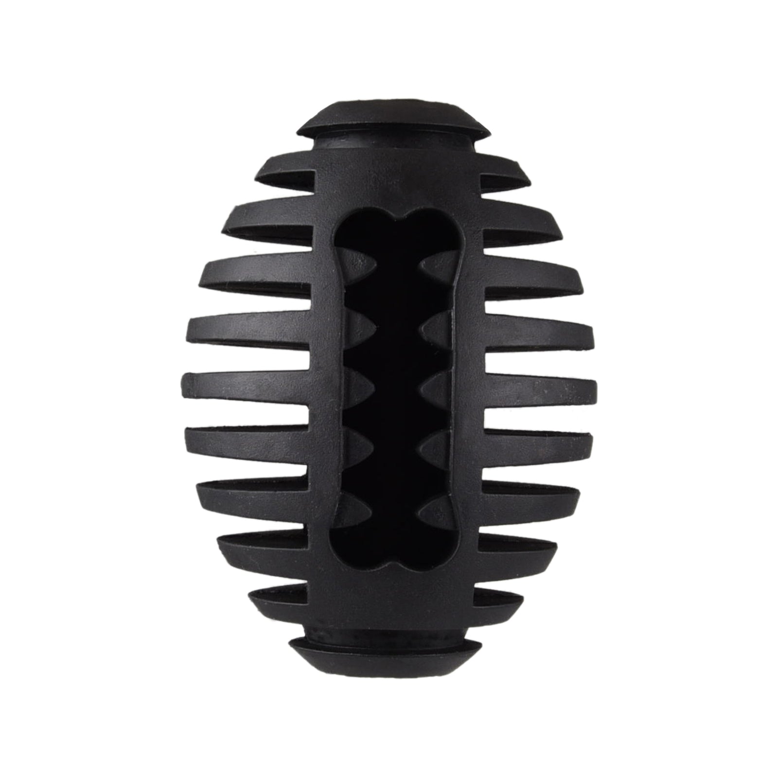 Gladiator 10cm Black Rubber Rugby Dog Toy - Treat-Fillable Chew & Fetch Ball